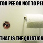 Hmmm | TOO PEE OR NOT TO PEE; THAT IS THE QUESTION | image tagged in bathroom peeping tom | made w/ Imgflip meme maker