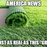 America's News | AMERICA NEWS; ALMOST AS REAL AS THIS "GRASS" | image tagged in fake news | made w/ Imgflip meme maker