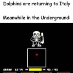 Sans Fight | Dolphins are returning to Italy; Meanwhile in the Underground: | image tagged in sans,undertale,you're gonna have a bad time | made w/ Imgflip meme maker