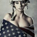 American flag girl woman