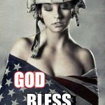 American Woman God Bless America | GOD; BLESS; AMERICA | image tagged in american flag girl woman,god bless america,woman,american flag | made w/ Imgflip meme maker