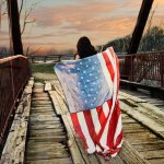 American flag girl woman