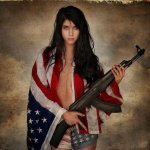 American Flag Girl Woman Gun