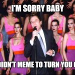 Simply Irresistible Meme | I'M SORRY BABY; I DIDN'T MEME TO TURN YOU ON | image tagged in robert palmer,meme,80s music,80s | made w/ Imgflip meme maker