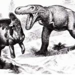 T.rex yelling at hadrosaur