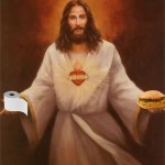 Jesus Upset Over Toilet Paper And Chicken Sandwiches meme