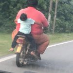 Fat guy on motorcycle with kid meme