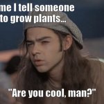 dazed and confused  | Anytime I tell someone I like to grow plants... "Are you cool, man?" | image tagged in dazed and confused,plants | made w/ Imgflip meme maker