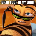 Bee movie | BRAH YOUR IN MY LIGHT | image tagged in bee movie | made w/ Imgflip meme maker
