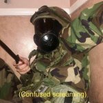 Soldier with mask screaming