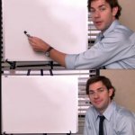 Jim pointing to the whiteboard