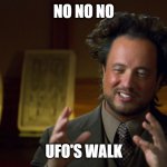 Why you shouldn't go to work | NO NO NO; UFO'S WALK | image tagged in ufologist | made w/ Imgflip meme maker