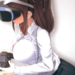 Cute anime girl playing PlayStation Virtual Reality