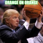 Trump Basketball | ORANGE ON ORANGE | image tagged in trump basketball | made w/ Imgflip meme maker