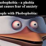 Phobophobia | Phobophobia - a phobia that causes fear of anxiety; People with Phobophobia: | image tagged in shook skipper,funny,memes,psychology,pawello18 | made w/ Imgflip meme maker