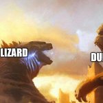 Godzilla vs Kong | DUMB MONKEY; FAT LIZARD | image tagged in godzilla vs kong | made w/ Imgflip meme maker