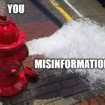 Misinformation | YOU; MISINFORMATION | image tagged in fire hydrant exploding meme | made w/ Imgflip meme maker