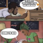 Black couple texting | I'M ALMOST FINISHED STUDYING AND HOMEWORK; COME TO BED | image tagged in black couple texting | made w/ Imgflip meme maker