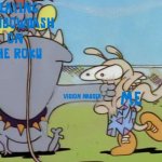 Earl Punches Rocko | PLAYING RAINBOWDASH ON THE ROKU; ME; VISION NAUSEA | image tagged in earl punches rocko | made w/ Imgflip meme maker