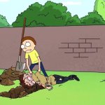 Morty with his dead body meme