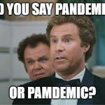 Pamdemic | DID YOU SAY PANDEMIC? OR PAMDEMIC? | image tagged in stepbrothers | made w/ Imgflip meme maker