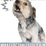 barking dogo | DOG: BARKS AT ME; ME : BARKS BACK; WHAT I THINK I TOLD HIM; WHAT I ACTUALLY TOLD HIM | image tagged in barking dogo | made w/ Imgflip meme maker