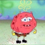 Spongebob trying not to cry