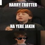 Does harry potter have 7 books? | WHAT YOUR NAME; HARRY TROTTER; HA YERE JAKIN; NUT | image tagged in funny | made w/ Imgflip meme maker