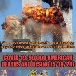 9/11 vs. covid-19 Conservative logic meme