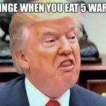 trump thicc | THE CRINGE WHEN YOU EAT 5 WARHARDS | image tagged in trump thicc | made w/ Imgflip meme maker