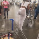 Black girl with see thru at Walmart