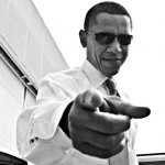 Cool Obama in a white suit