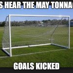 Andy's goal | LETS HEAR THE MAY TONNAGE? GOALS KICKED | image tagged in goals | made w/ Imgflip meme maker
