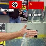 ww2 in a nutshell | BLITZKRIEG; RED ARMY | image tagged in bad counter,ww2,operation barbarossa,blitzkrieg | made w/ Imgflip meme maker