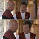 Kirk talking to Picard