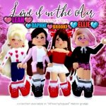 I'm back! | 💙DAPHNE💙; 💙ELLIE💙; 💜BROOKE💜; 💜LEAH💜 | image tagged in love is in the air | made w/ Imgflip meme maker