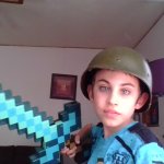 weird kid trying to act cool with diamond sword meme