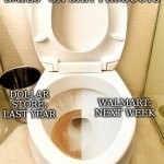 all from chyna | 'BEST BEFORE' DATES" ON SHIT PRODUCTS; WALMART: NEXT WEEK; DOLLAR STORE: LAST YEAR | image tagged in half cleaned toilet,best before,chyna | made w/ Imgflip meme maker