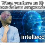 Intelecc | When you have an IQ above Sahara temperature | image tagged in intelecc | made w/ Imgflip meme maker