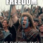 Freedom -is Everything | FREEDOM; IS EVERYTHING! | image tagged in braveheart | made w/ Imgflip meme maker