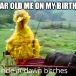 Big Bird | 5 YEAR OLD ME ON MY BIRTHDAY | image tagged in big bird | made w/ Imgflip meme maker