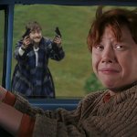 Harry with guns, scared Ron meme