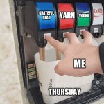 3 for the road | GRATEFUL DEAD; YARN; VODKA; ME; THURSDAY | image tagged in pushing three soda buttons | made w/ Imgflip meme maker