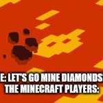 What the heck man | ME: LET'S GO MINE DIAMONDS!!!
THE MINECRAFT PLAYERS: | image tagged in gifs,what the heck | made w/ Imgflip video-to-gif maker