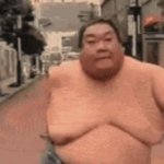 fat guy running GIF Template