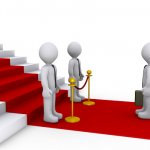 Rising Business Red Carpet Stairs Blocked By Velvet Rope Guards