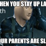 Staying Awake | WHEN YOU STAY UP LATE; AND YOUR PARENTS ARE SLEEPING | image tagged in stelth | made w/ Imgflip meme maker