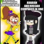 Pride is Different in other countries | EUROPEAN AND AMERICAN COMPANIES IN JUNE; ARABIAN AND RUSSIAN COMPANIES IN JUNE | image tagged in memes,nickelodeon,the loud house,pride | made w/ Imgflip meme maker