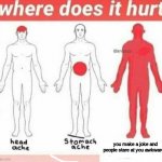 Where does it hurt | you make a joke and people stare at you awkwardly | image tagged in where does it hurt | made w/ Imgflip meme maker