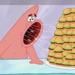 Patrick eating burgers spongebob
